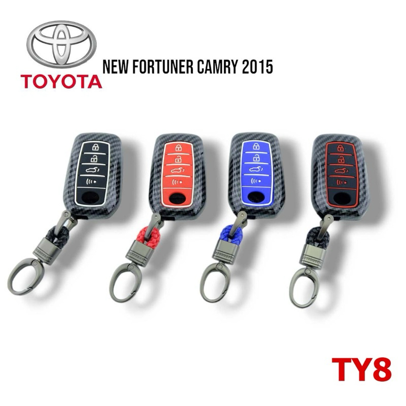 เคสเคฟล่ากุญแจรถ TOYOTA เคสเคฟล่าปุ่มสะท้อนแสง ตรงรุ่น Toyota Fortuner 4ปุ่ม Legender, GR SPORT 2015-2023