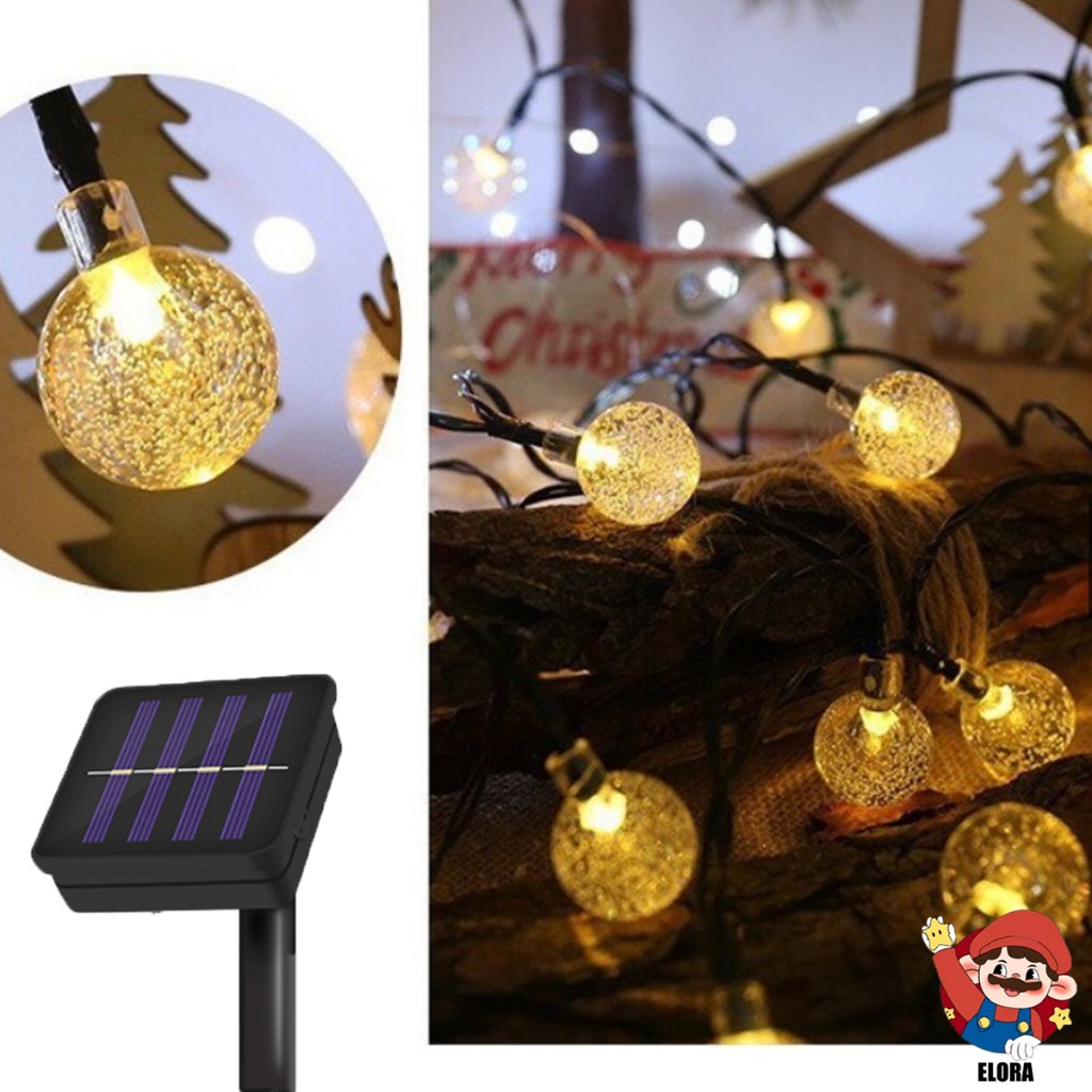 ไฟตกแต่ง SOLAR LED ไฟลูกแก้ว 50LED 10เมตร 8โหมด ไฟตกแต่งสวนและกลางแจ้ง โซล่าเซลล์ ไฟเส้นอัจฉริยะ ประหยัดไฟมาก ทนแดด ทนฝน
