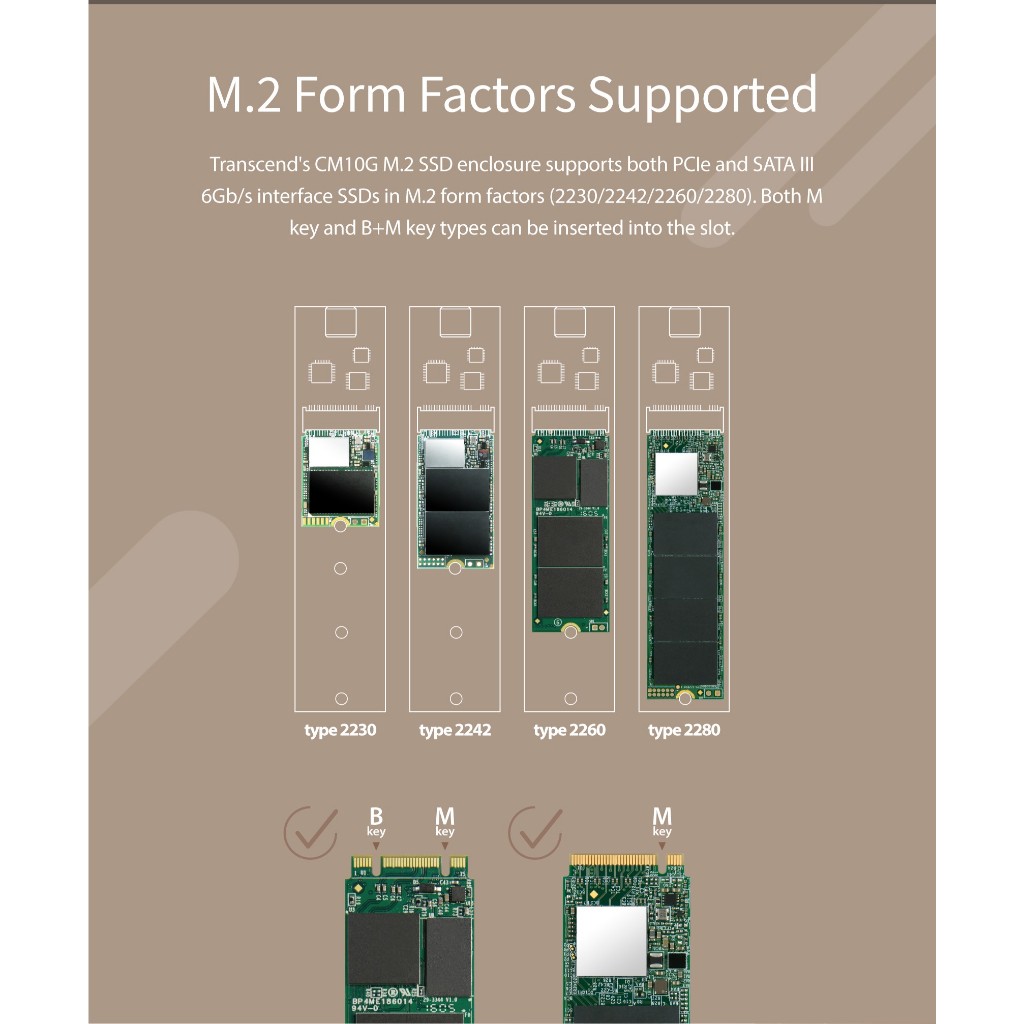 Transcend M.2 PCIe/SATA SSD Enclosure Kit : TS-CM10G : รับประกัน 2 ปี - มีใบกำกับภาษี
