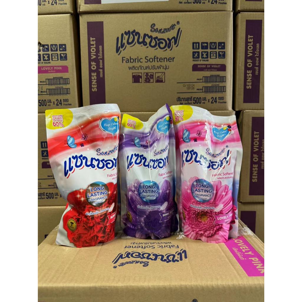 แซนซอฟ  น้ำยาปรับผ้านุ่ม ผลิตภัณฑ์ซักผ้า 500 มล. detergents