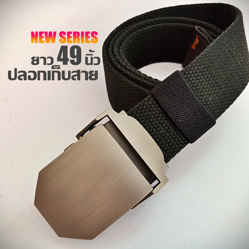 หัวเรียบ อัลลอยไร้สนิม12สี เข็มขัดสายผ้าใบแคนวาสสายหนาหัวอัลลอยด์ เข็มขัดแบบสายยาว49นิ้ว เข็มขัดผู้ชายเดินป่า