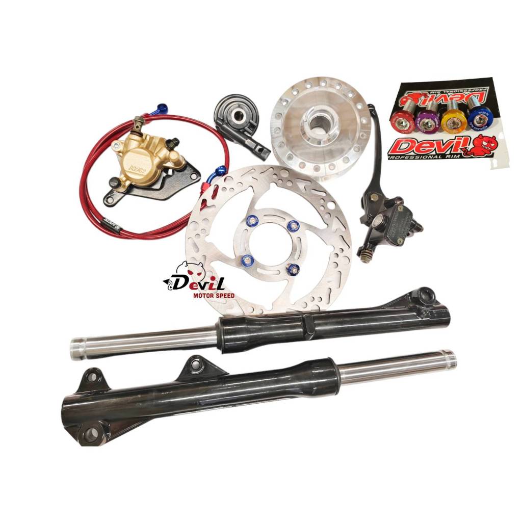 ชุดแปลงดิสเบรคหน้า เวฟ ดรีม Wave แปลงดั้ม ดรีม เป็นดิส - โช้คกระบอกสีดำ เวฟ110i - รูปที่ 4