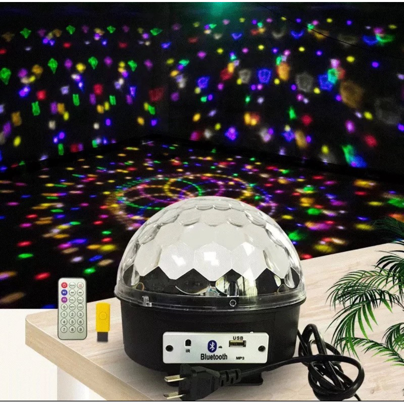 ลำโพงบลูทูธไฟดิสโก้เทค ไฟเทค ไฟเธค ไฟดิสโก้ ไฟปาร์ตี้ เล่นเพลงได้ LED Magic Ball Light MP3