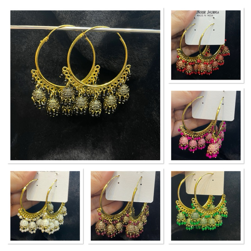 ต่างหูเครื่องประดับอินเดีย Indian bali with jhumki  earrings India Jewelry