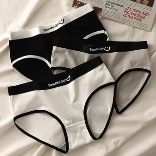 CS021.KS กางเกงชั้นในสตรีเอวกลาง เนื้อผ้านุ่ม ระบายอากาศได้ดี ผ้าฝ้าย สวมใส่สบาย