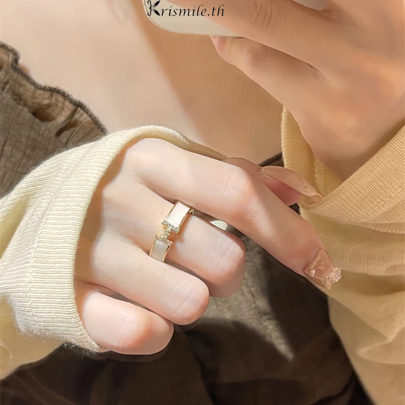COD-ในไทย💖แหวนแฟชั่น รูปตัวอักษร H ประดับเพทาย เปิดปรับขนาดได้ ละเอียดอ่อน สำหรับผู้หญิง เหมาะกับของขวัญ-Krismile.th