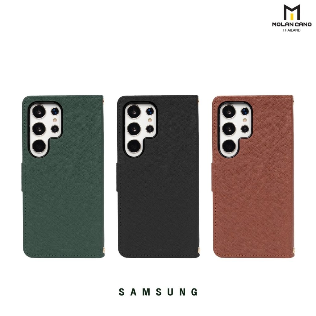 Molan Cano Harvard Diady Case เคสฝาพับมีช่องใส่บัตร เคสหนัง เคส Samsung S23 Ultra/S24/S24+/S24 Ultra