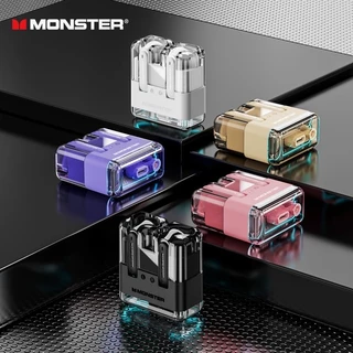 Monster XKT12 หูฟังบลูทูธ คุณภาพเสียง HIFI TWS บลูทูธ 5.3 เคสโปร่งแสง ไฟLed การโทรHD โหมดเกม เวลาแฝงต่ำ
