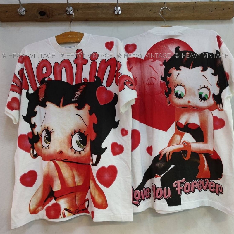 BETTY BOOP ป้าย Bootleg แท้ OVP AOP  เสื้อลายการ์ตูน เบตตี้บูป น่ารัก วินเทจ heavy vintage shirt