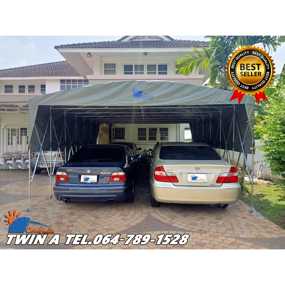 เต๊นท์จอดรถพับเก็บได้ CARSBRELLA รุ่น TWIN A สําหรับรถยนต์ขนาดเล็กถึงขนาดกลางสามารถจอดรถได้ 2-3 คัน