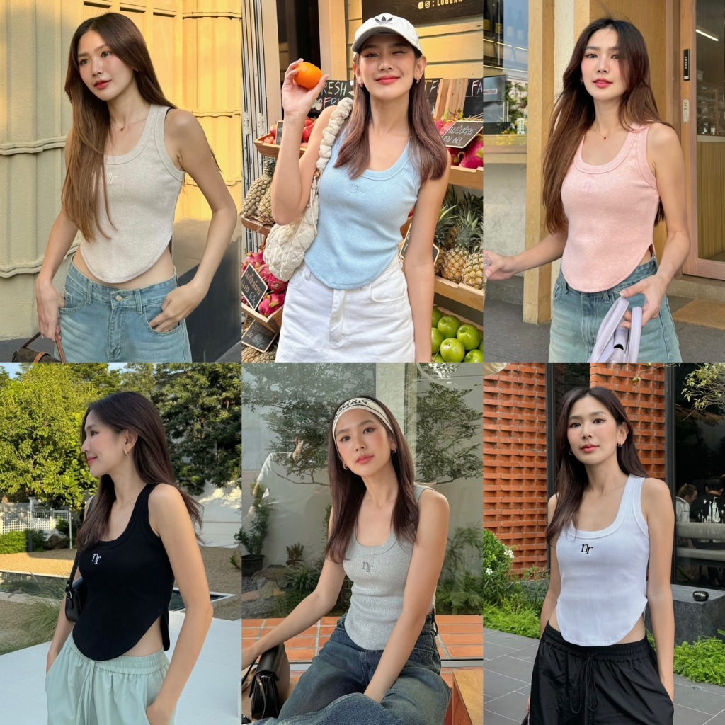 [ลดเหลือ 2xx.- เก็บโค้ดที่ลิ้งค์หน้าร้าน] NICHARIS - เสื้อกล้ามผ้าร่องคอยู รุ่น Lolli Tank Top