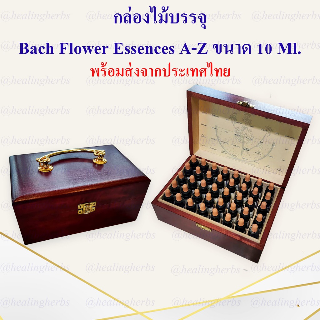 กล่องไม้สัก มีหูหิ้ว สำหรับใส่ Bach Flower Remedy ขนาด 10 ml. 40 ช่อง (ไม้สักแท้)