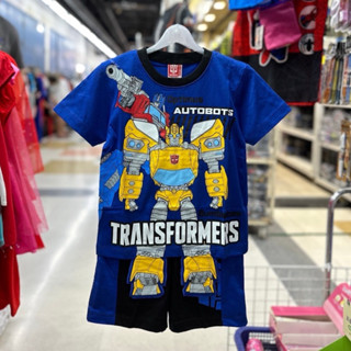 ชุดเสื้อtransformersขาห้อย-กระเป๋าฟองน้ำ +กางเกงเอวยางยืดลิข…