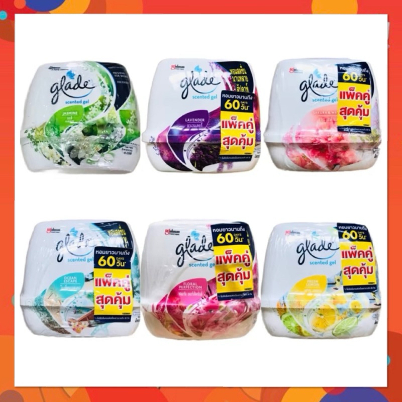 แพ็คคู่ 180g*2 Glade เกลด เซ็นท์เต็ด เจลหอมปรับอากาศ Glade Scented Gel 2x180g Twinpack ผลิตภัณฑ์ปรับอากาศ