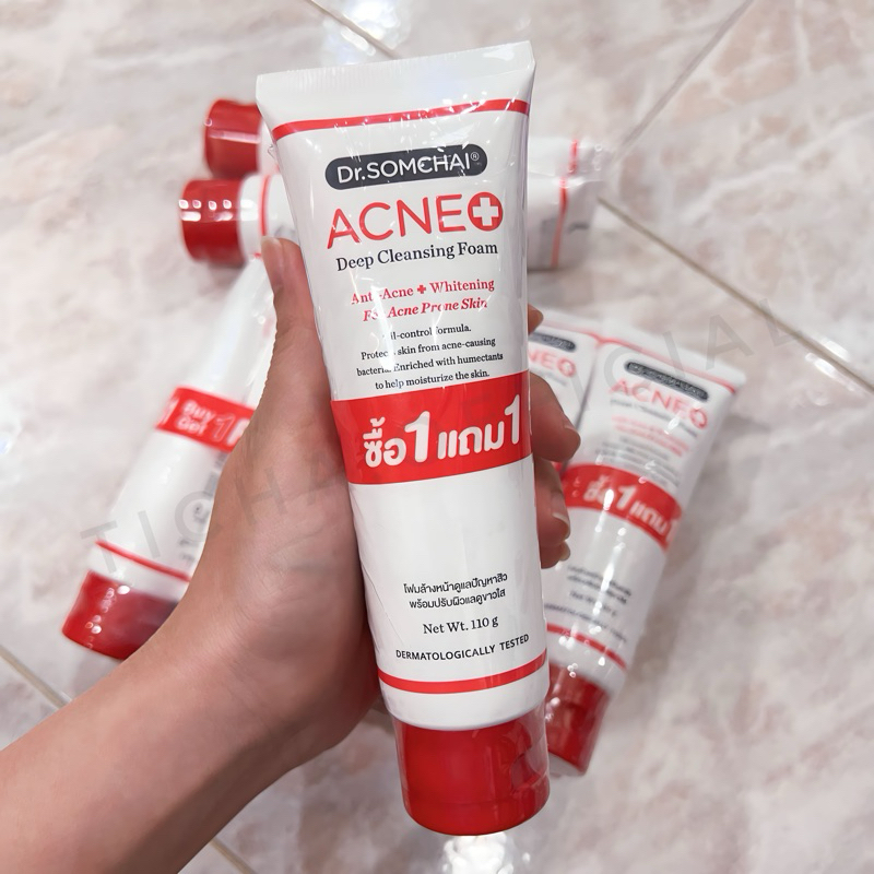 🔥1แถม1🔥Dr.Somchai Acne Deep Cleansing Foam Plus Whitening 110 g. ดร.สมชาย แอคเน่ ดีฟคลีนซิ่ง โฟม