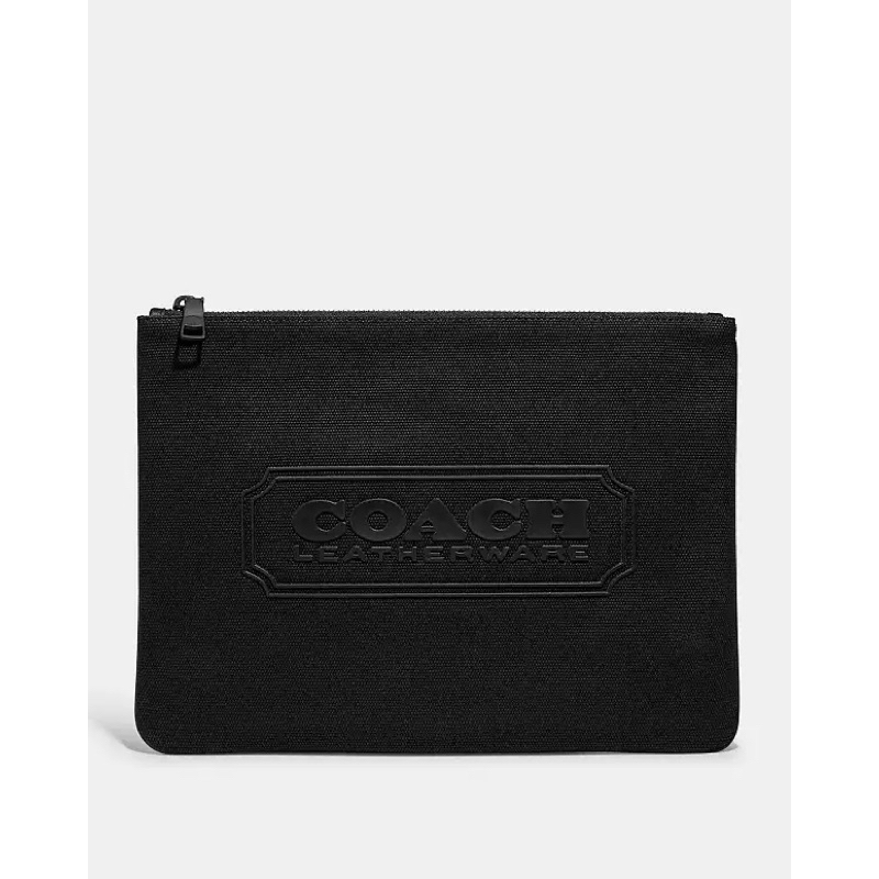 Coach C8014G Canvas and refined leather Large Pouch Black