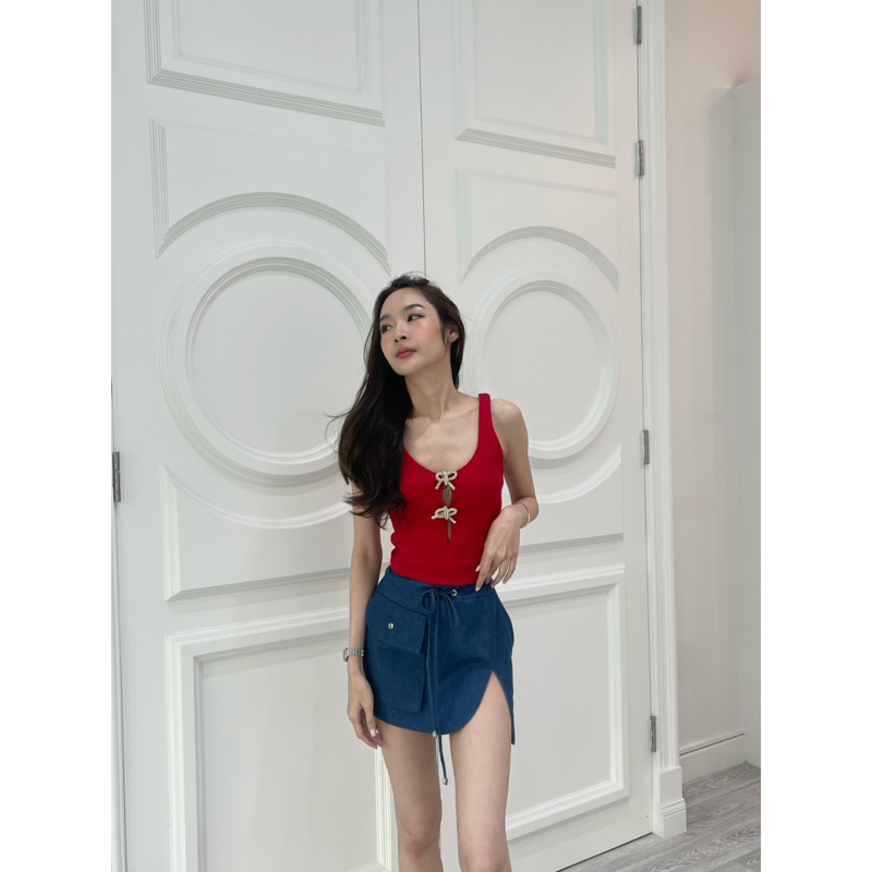 kana skirt กระโปรงยีนส์ผ่าหน้า