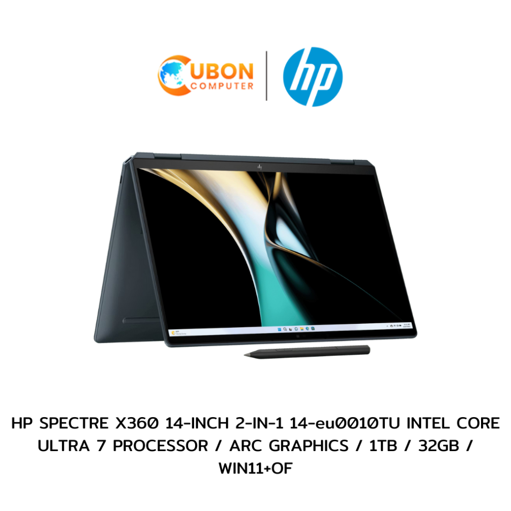 HP SPECTRE X360 14-INCH 2-IN-1 14-eu0010TU NOTEBOOK (โน๊ตบุ๊ค) INTEL CORE ULTRA 7/1TB/32GB/WIN11+OF ประกันศูนย์ 3 ปี