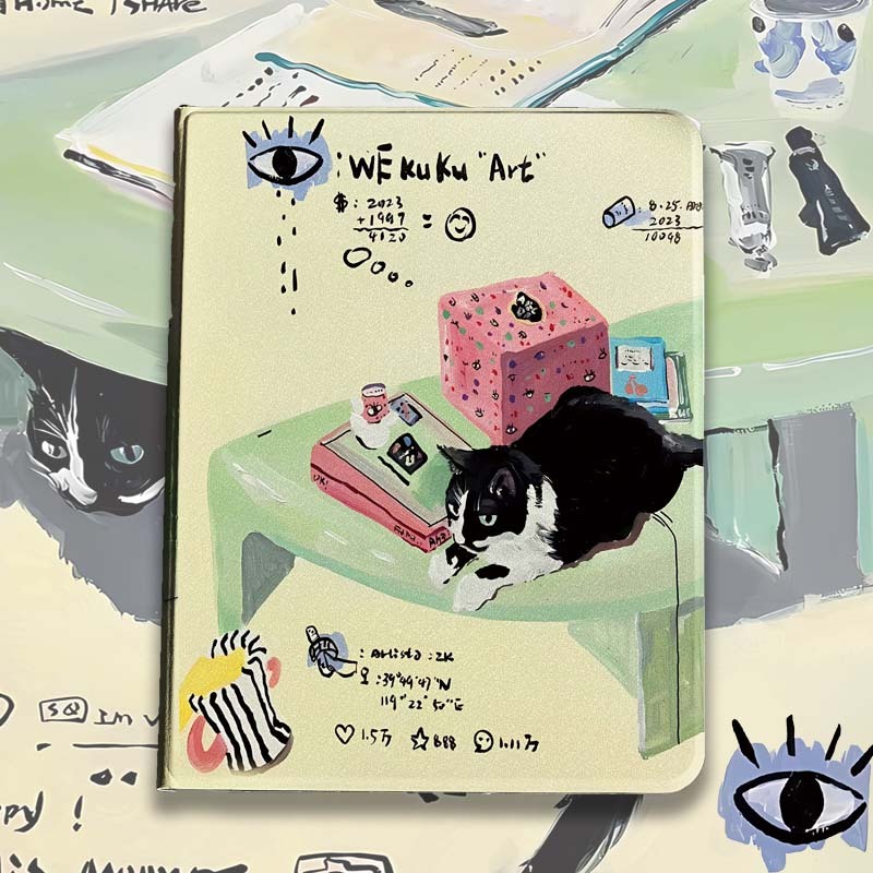 ส่งทันที เคสไอแพด Pro11 2024 Gen9/8 Air6 ภาพวาดสีน้ำมัน เคส ipad cute kitten Air4 gen6 Gen7 mini7