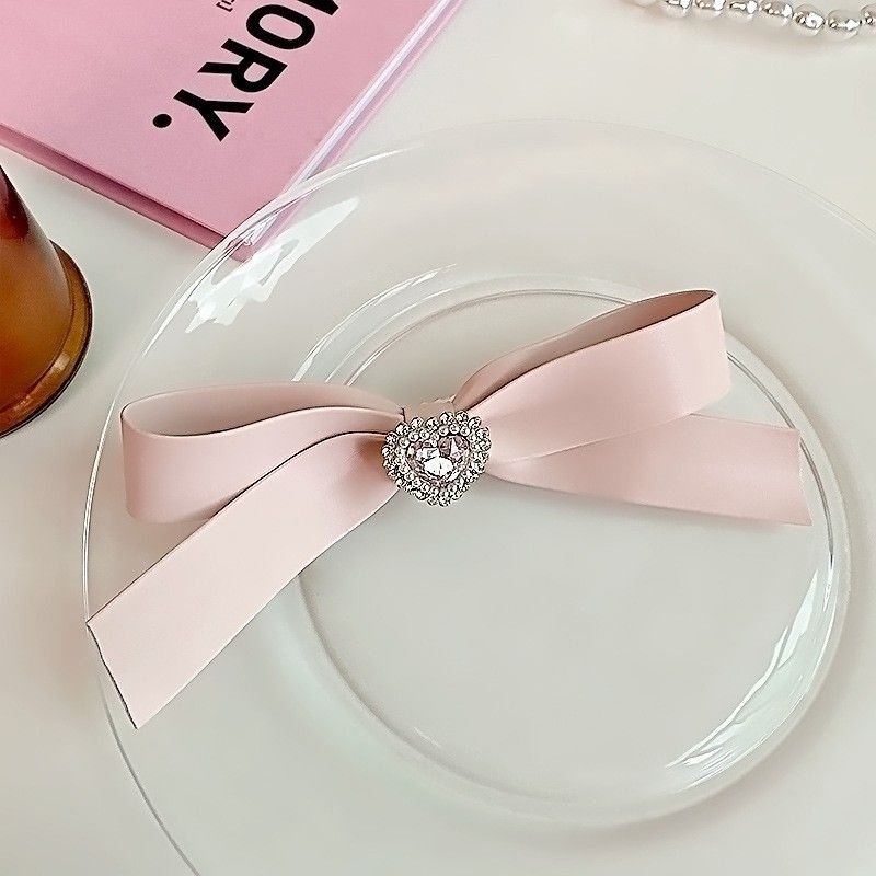 BOW02พร้อมส่ง กิ๊บติดผมหรูหรา สไตล์เกาหลี กิ๊บโบว์ประดับเพชรรูปหัวใจ หวานๆต้อนรับวาเลนไทน์