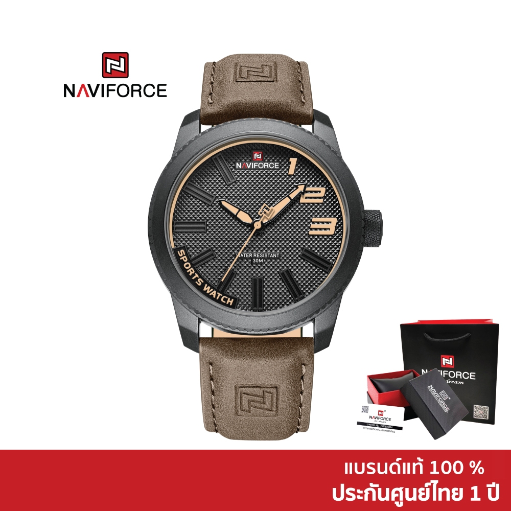 Naviforce  นาฬิกาข้อมือผู้ชาย สปอร์ตแฟชั่น NF9202L สายหนัง กันน้ำ ระบบอนาล็อก