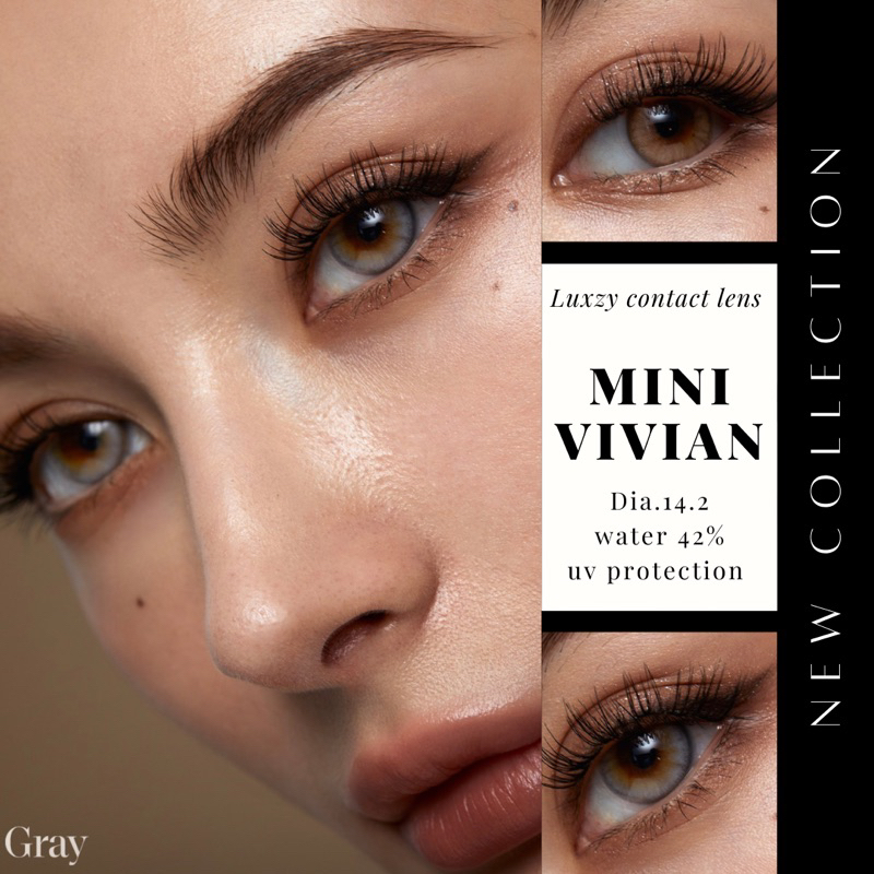 Premium Luxzy lens Mini Vivian Brown/ Gray /(เลนส์ขนาดกลางโตกว่าดวงตา)ค่าสายตา 0.00-1000