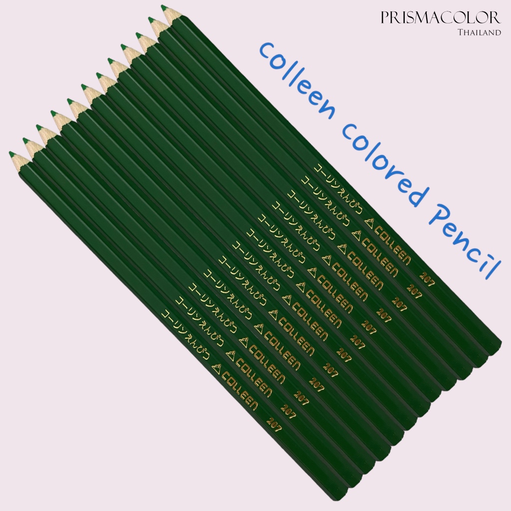 ดินสอสีไม้ Colleen สีเขียว รหัส 207 จำนวน 12 แท่ง
