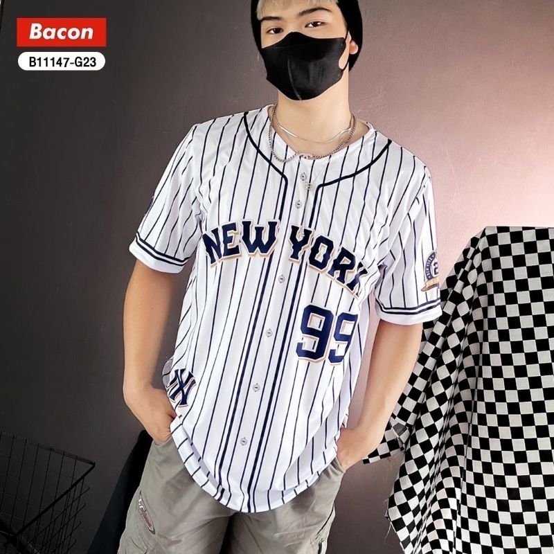 เสื้อแฟชั่น กีฬาเบสบอลสุดเท่ลายยอดฮิตnew york99สีขาวน้ำเงิน,ดำ,เหลือง