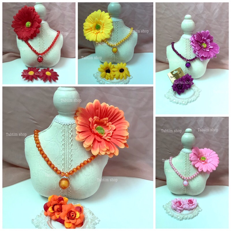 ส่งจากกรุงเทพชุดละ75บาท🌺สร้อยแบบสั้นเด็กผู้ใหญ่ใส่ได้เครื่องประดับรำวงย้อนยุคทองกวาว ธีมรำวง สงกรานต์ลอยกระทง