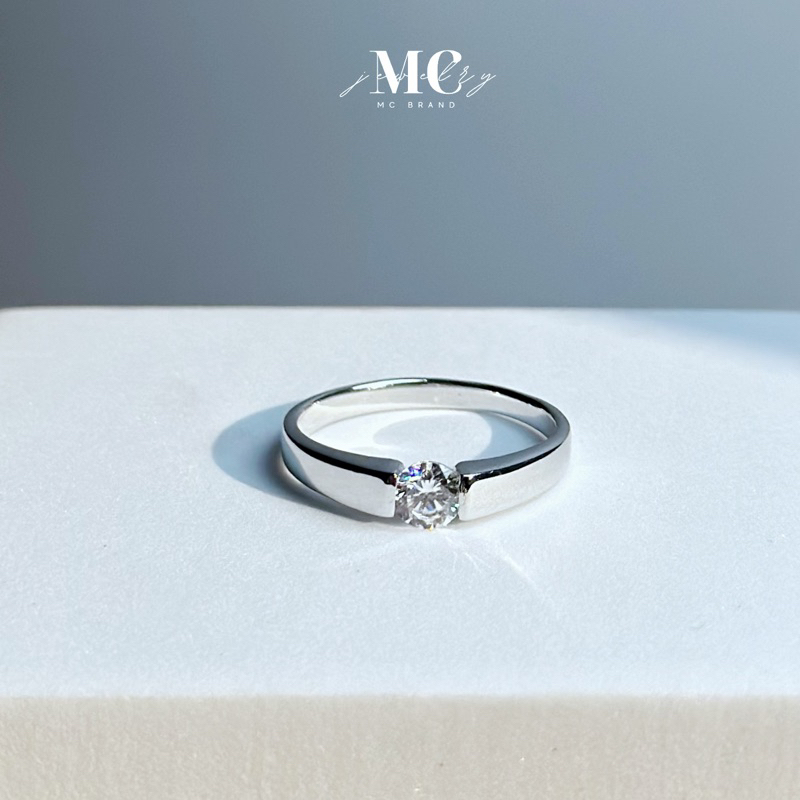 MCbrand.Jew แหวนเงินเเท้92.5% , เงินเเท้ชุปทองคำขาว Unisex รุ่น Alvis หน้ากว้างแหวน 3.5 mm มีใบรับประกันสินค้า