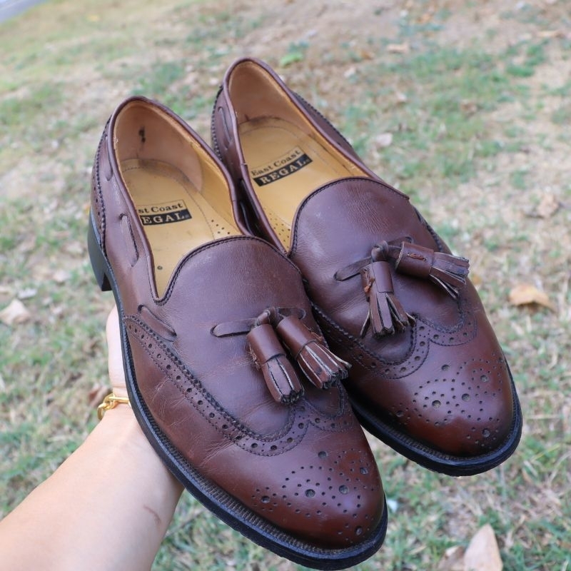 ส่งฟรี 7.5Us 25.5cm (หน้ากว้างEE) รองเท้า Regal Loafers f28j Leather Casual kirutotasseru Authentic รองเท้าหนังทำงาน