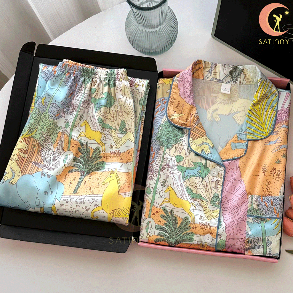 CK21ชุดนอนSatinnyผ้าSilk Satin แฟชั่นเทรนใหม่ เรียบหรู เนื้อผ้าดี สินค้าพร้อมแพ็คเกตแบบกล่อง เนื้อนุ่มลื่น