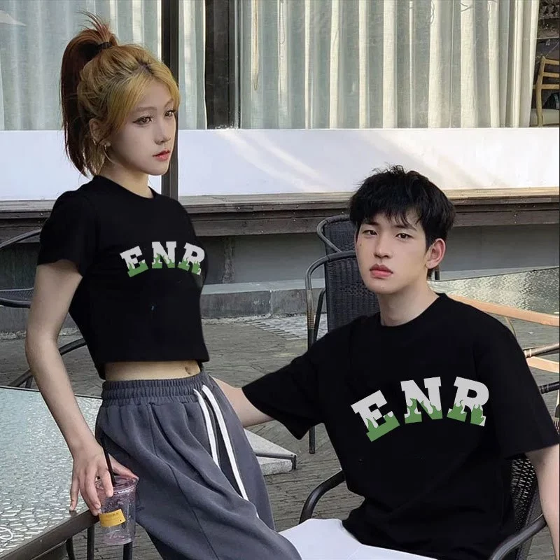 เสื้อคู่กับแฟนไซร์ใหญ่ Oversize เสื้อผ้าแฟชั่นสไตล์เกาหลี เสื้อยืดครอปผู้หญิง โอเวอร์ไซส์ชายหญิง สกรีนลายสวยงาม thumbnail 4