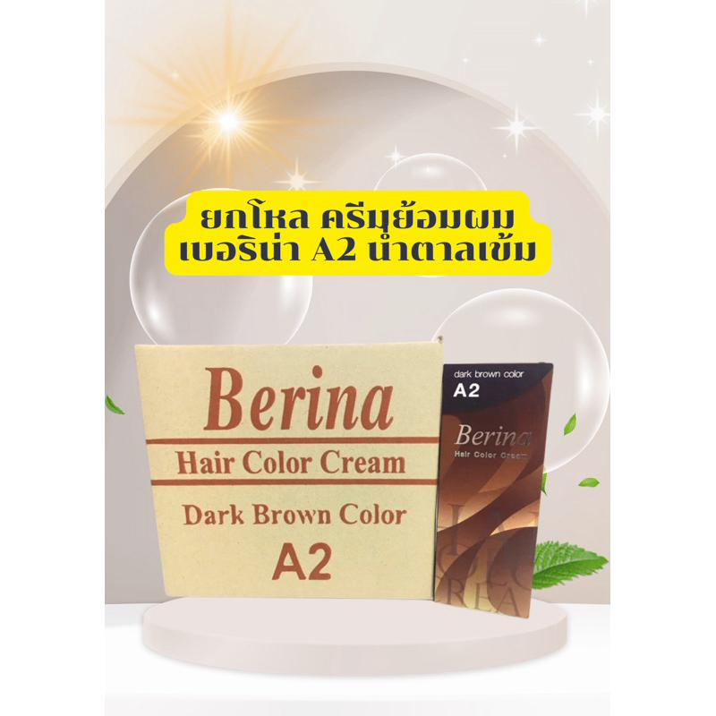 ครีมย้อมผ เบอริน่า A2 สีน้ำตาลเข้ม ยกโหล 12 กล่อง