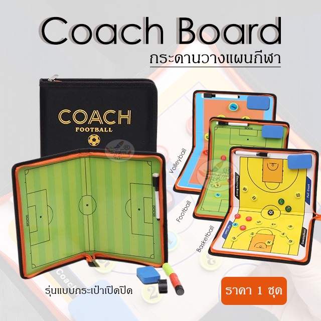 Coach Board กระดานโค้ช ฟุตบอล วอลเล่ย์บอล บาสเก็ตบอล รุ่นกระดาษเปิด-ปิด (แบบแม่เหล็กดูด เกรดดี)