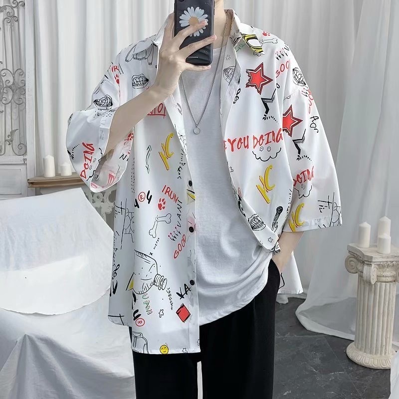 aililai1688 เสื้อเชิ้ตทรงหลวมฤดูร้อน วินเทจแขนสั้นสบายตัวมาก พิมพิ์ลายดอกไม้ สำหรับผู้ชายแขนสั้น ราคา ถูกที่สุด ดีลบีเคเค แกลเลอรีภาพที่ 7