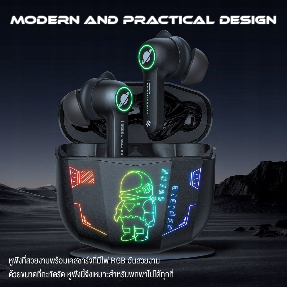 ONIKUMA T36 TWS Gaming Earbuds หูฟังบลูทูธ 5.3 หูฟังไร้สาย True Wireless เสียงรอบทิศทาง บอดี้ไฟ RGB สวยงาม #Qoomart