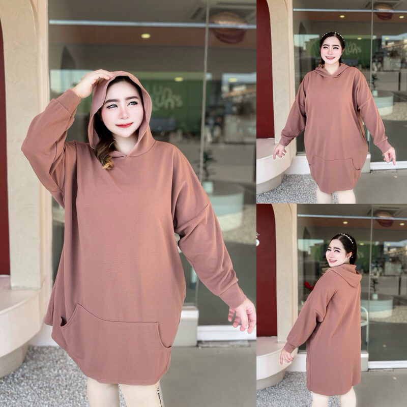 VM 51 เสื้อฮูดเดรส น่ารัก ผ้ายืดวุฟเวฟใสสวยผ้าทิ้งตัว
