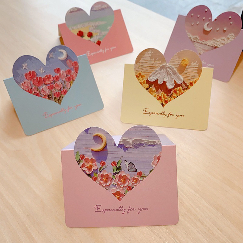 การ์ดอวยพร การ์ดวาเลนไทน์ รูปดอกไม้หัวใจ 3D Valentines Card