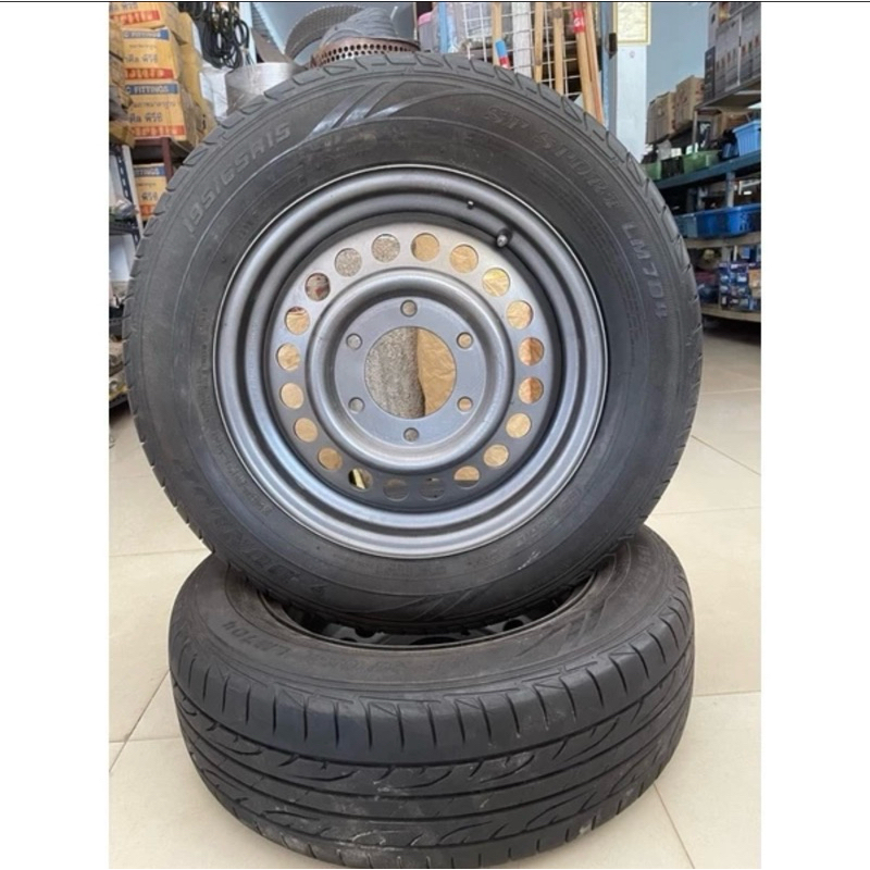 ยางหลังพร้อมกระทะ​ ขอบ 15 ล้อสำหรับรถเทรลเลอร์สาลี่​ ใช้ใส่กับรถไถนาเดินตามเท่านั้น​ ยางเปอร์เซ็น รถ