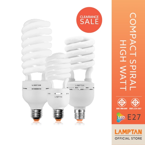 【ลดล้างสต็อก】 LAMPTAN หลอดไฟกำลังวัตต์สูง Compact Spiral High Watt ขั้ว E27 35W
