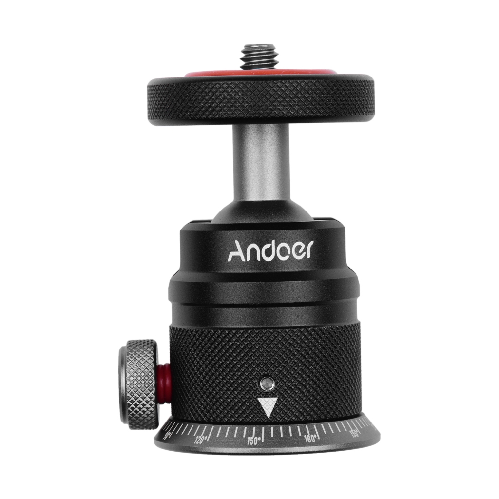 Andoer ขาตั้งกล้องอลูมิเนียมอัลลอยด์ หัวบอลพาโนรามา 360° หมุนได้ 180° เมาท์ขาตั้งกล้อง 1/4 แบบพลิกตั้งได้ สําหรับกล้อง D