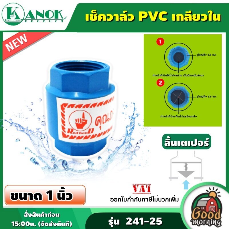 KANOK 🇹🇭 เช็ควาล์ว PVC เกลียวใน ลิ้นเตเปอร์ ( ขนาด 1 นิ้ว กับ 2 นิ้ว) ท่อ PVC และ ข้อต่อ PVC วาล์วกันย้อน ป้องกันน้ำตีกล
