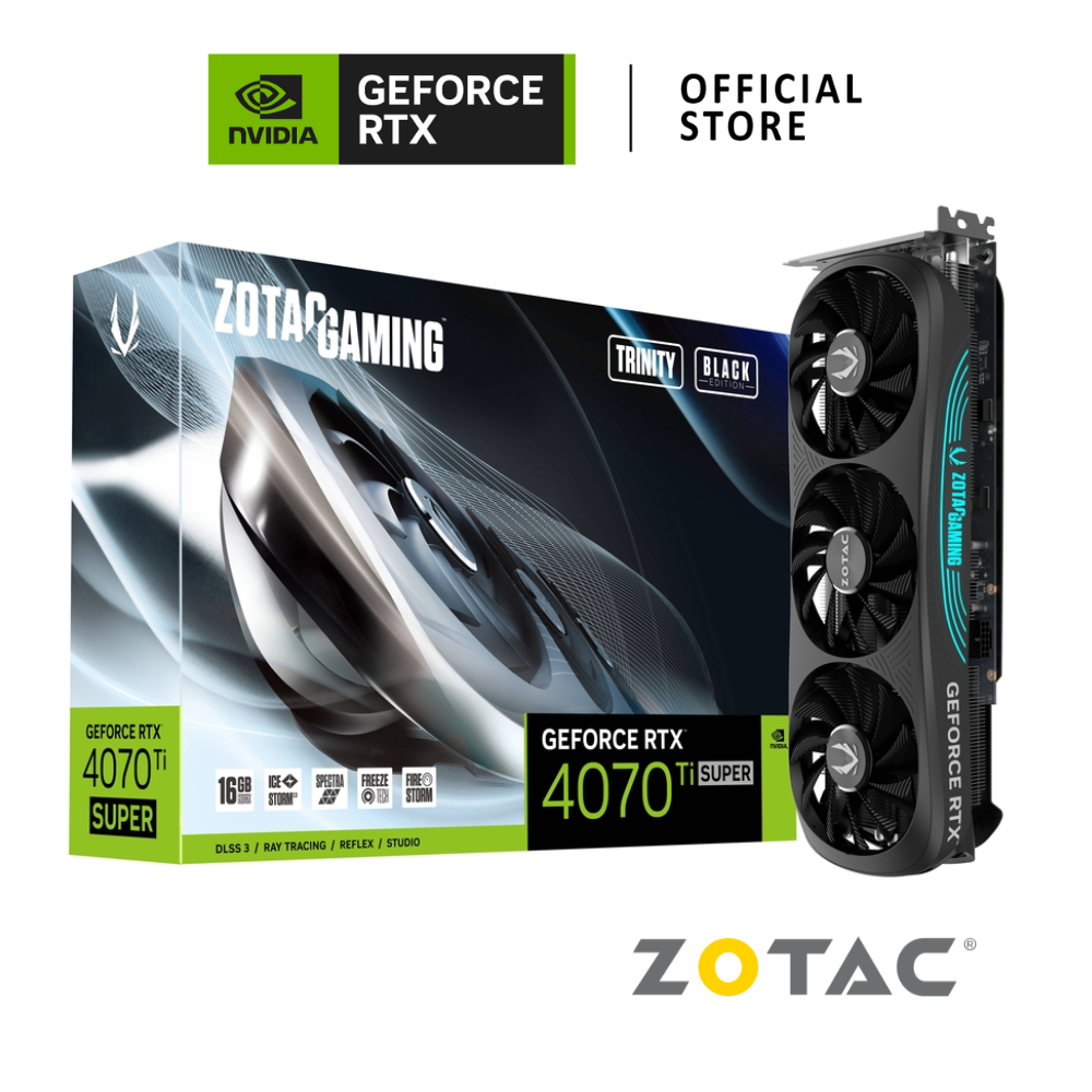 ZOTAC GAMING NVIDIA® GeForce RTX 4070 Ti SUPER Trinity Black Edition 16GB GDDR6X การ์ดจอ