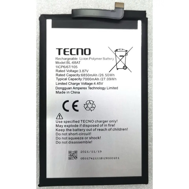 แบตเตอรี่ Tecno POVA 2 / LE7 (BL-68AT) Mobile Phone Battery 7000mAh bl68at 68at BL-68AT แบต Tecno PO