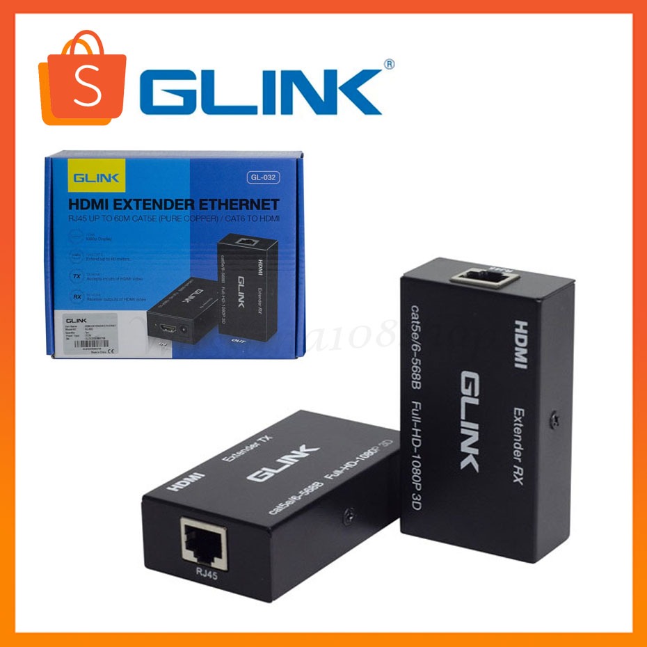 GLINK GL-032 HDMI EXTENDER EXTHERNET RJ45 60M Cat5e/Cat6e อุปกรณ์เพิ่มความยาวสาย HDMI ส่งรับ ขยาย สั