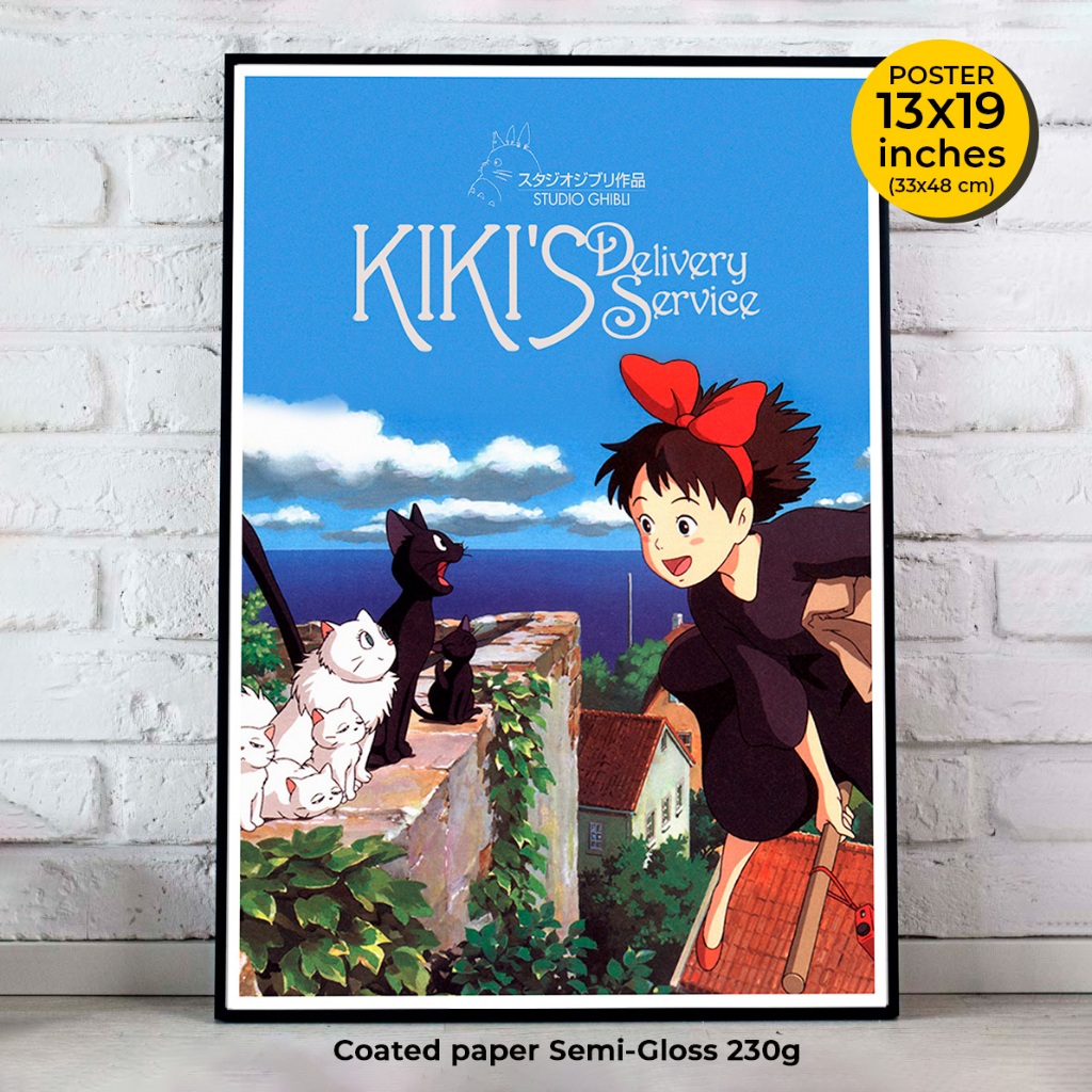 Kiki's Delivery Service Poster (1989) 魔女の宅急便  by Hayao Miyazaki โปสเตอร์แม่มดน้อยกิกิ ภาพขนาด 33X48 cm