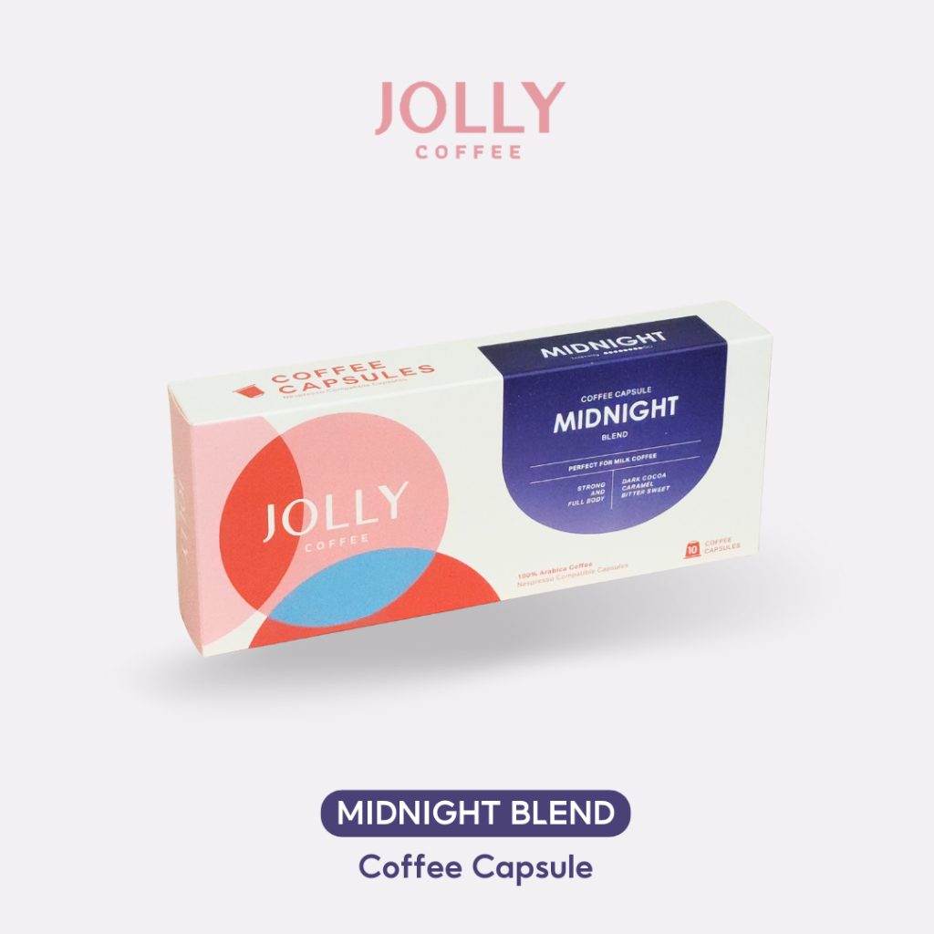 (ซื้อ 2 แถม 1 !!) JOLLY COFFEE กาแฟแคปซูล MIDNIGHT BLEND (Colombia Blend) สำหรับเครื่อง Nespresso (1