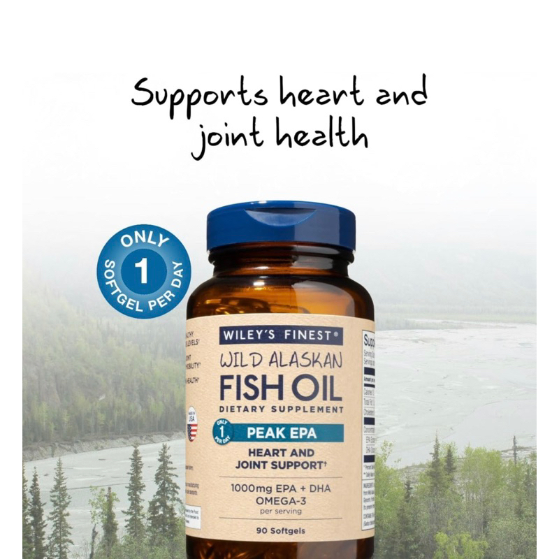 (ทานได้ 3 เดือน) น้ำมันปลา Omega3  Wiley's Finest Wild Alaskan Fish Oil Peak EPA - Triple Strength Peak EPA and DHA