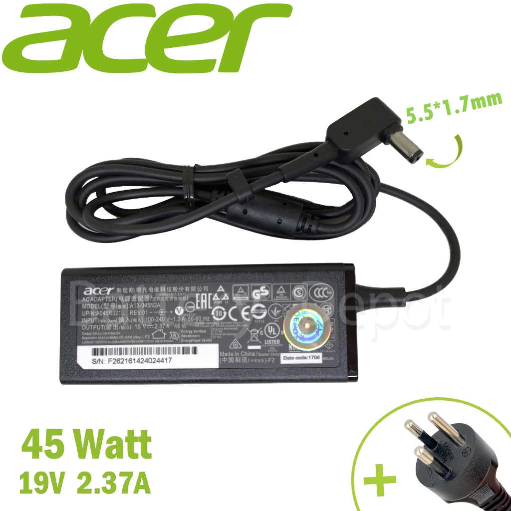 Acer Adapter ของแท้ Aspire 3 A315-21, A315-42, A315-51, A315-53, A315-56, A315-54K 45W 5.5 สายชาร์จ Acer เอเซอร์